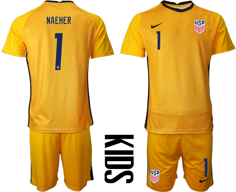 Cheap Youth 2020-2021 Season National team United States goalkeeper yellow 1 Soccer Jersey1